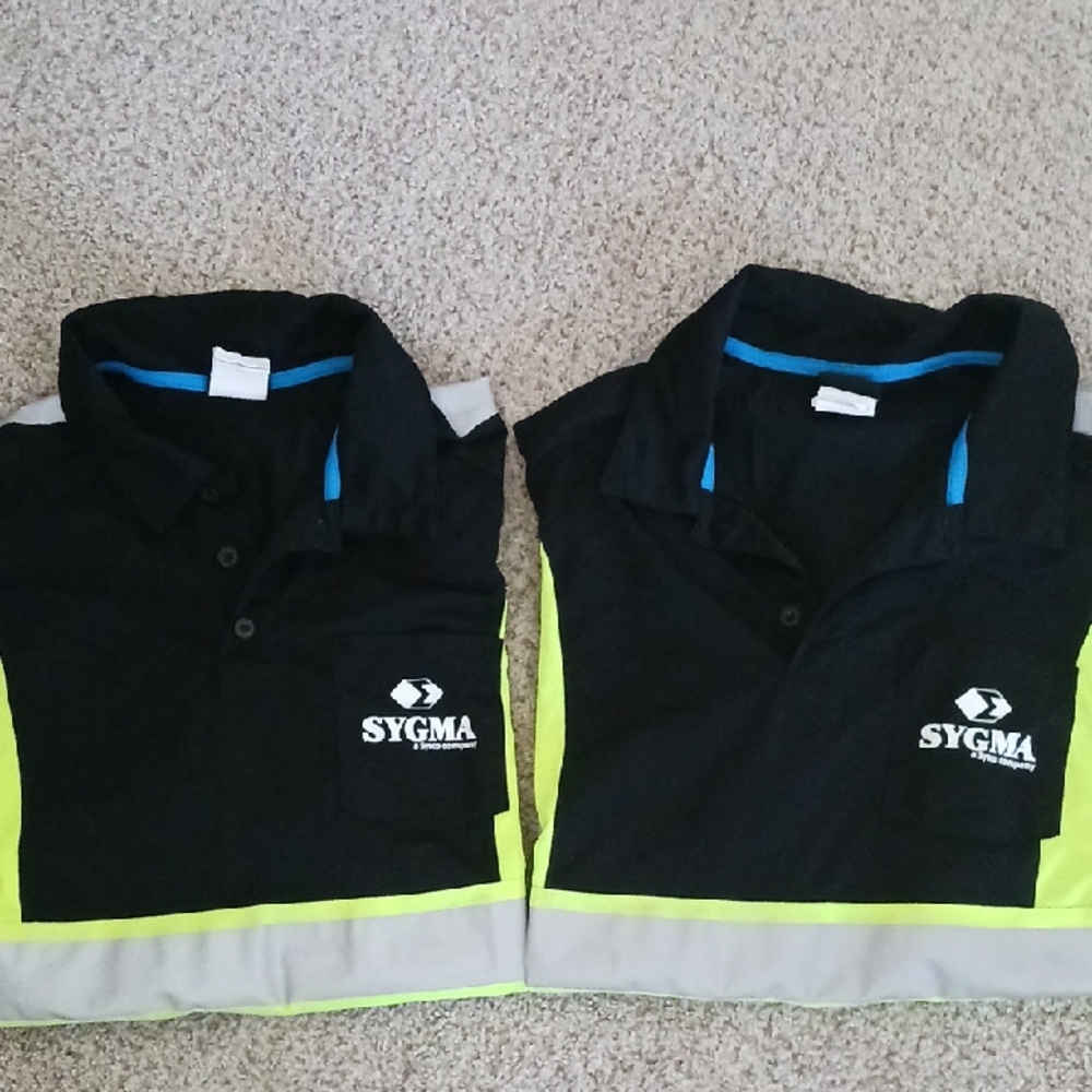 2 × Aramark Sygma High Visibilty Safty Short Sleeve Work Shirt 2xl